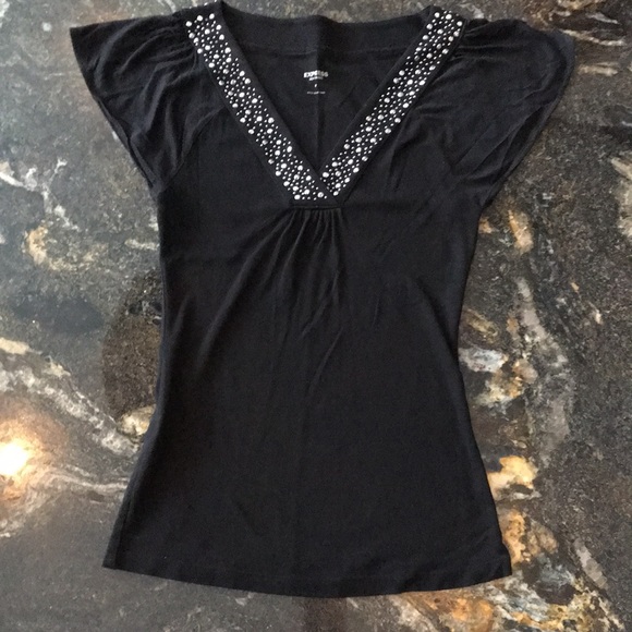 Express Tops - Express black jeweled top